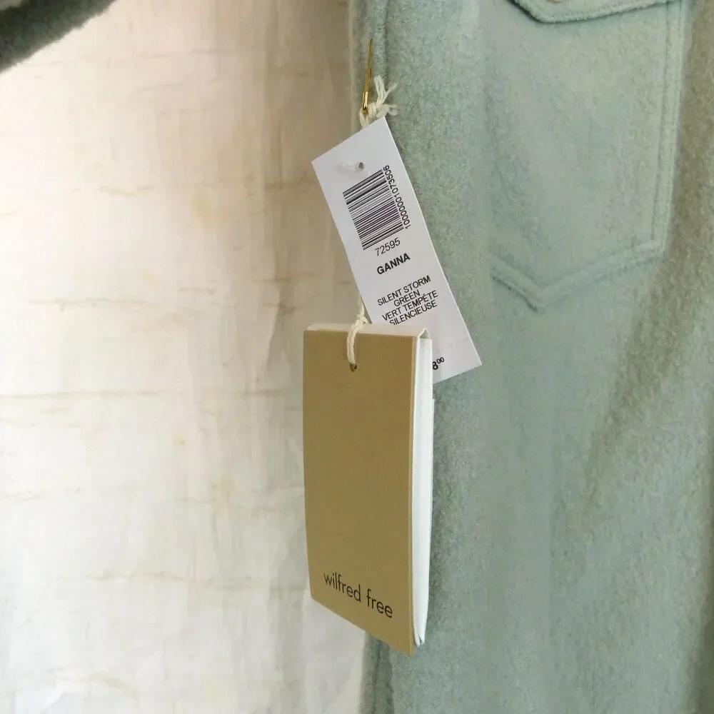 Aritzia Wilfred Free Ganna Shacket Womens M Green Merino Wool Jacket Utility NWT